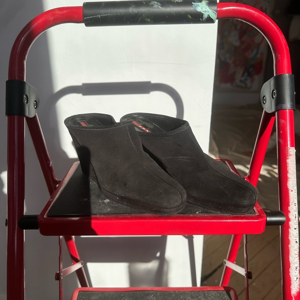 Prada Black Suede Mules